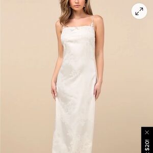 Lulu's Cream Satin with Lace appliqué Slip Dress, Bridal!